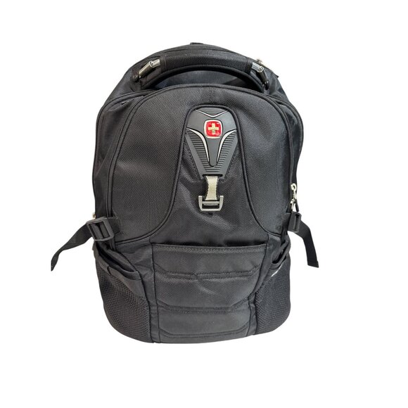 Swissgear Black Laptop Backpack With Multiple Compartments & Padded Straps For C - Picture 1 of 16